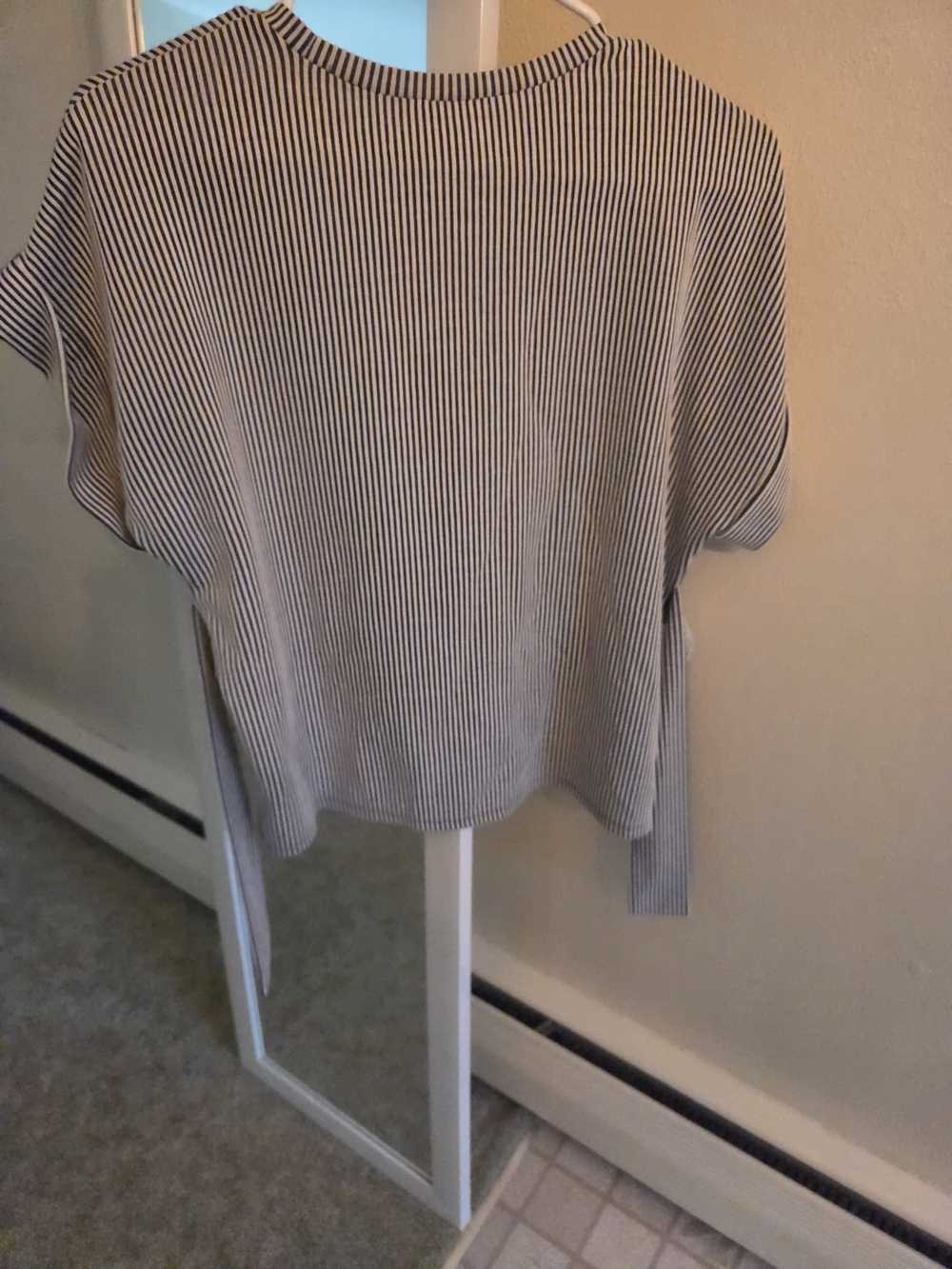 Express Black & White Ribbed Striped Top